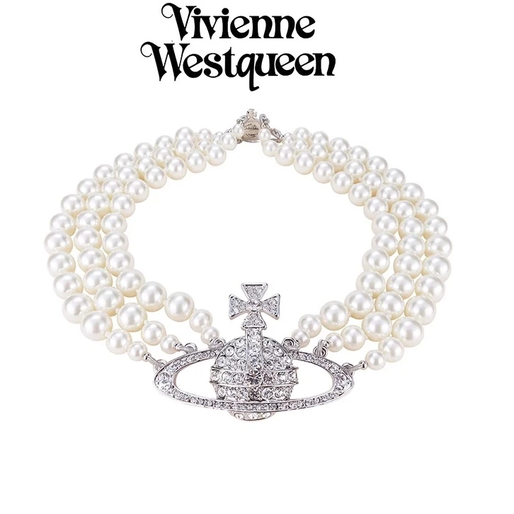 官方正品薇薇安【明星同款】西太后三层水晶平面土星满钻项链小众女