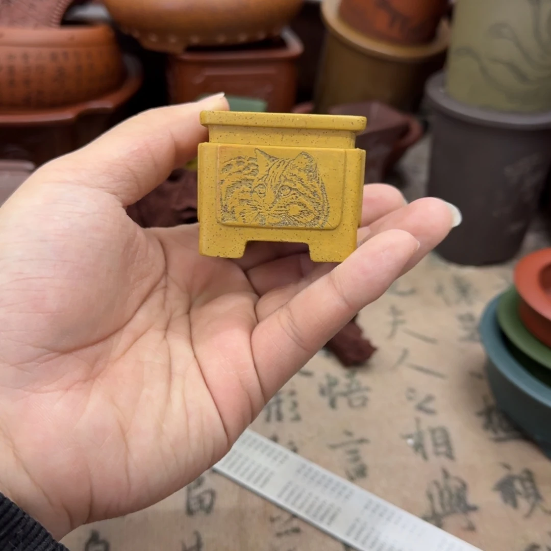紫砂花盆宜兴紫砂正品3.8x3.2
