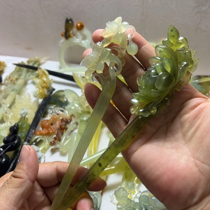 E***✓蛇纹石玉未镶嵌发饰