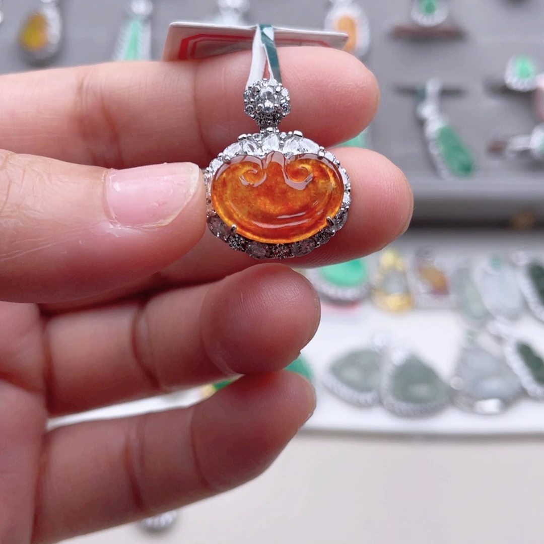 翡翠银S925镶嵌吊坠(不含链)