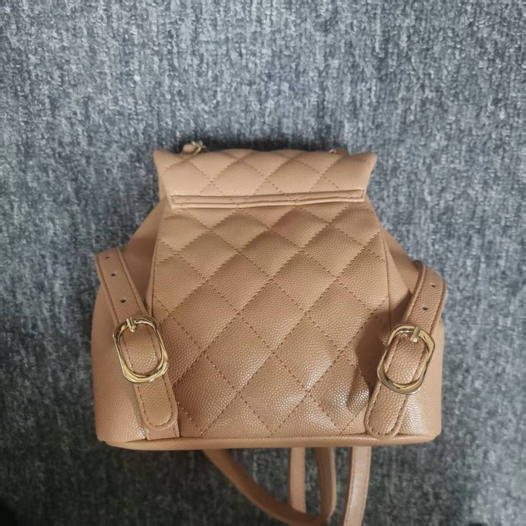 姝宴真皮女包小双肩背包棕色