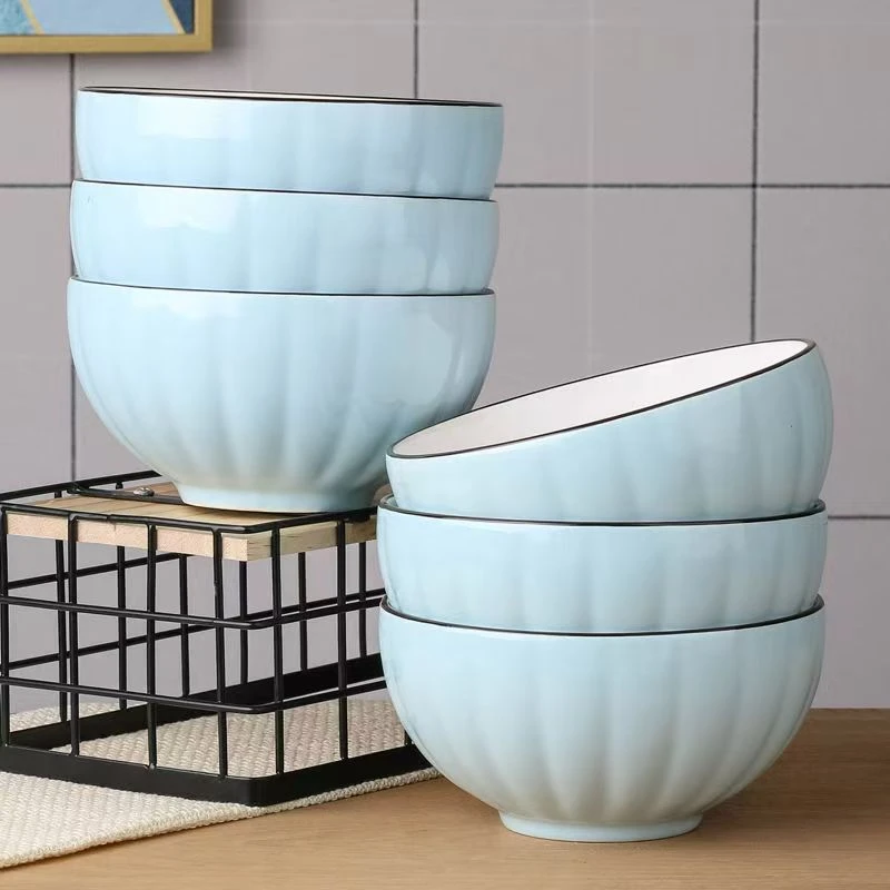 【4只装】5英寸南瓜碗蓝色高温釉下彩陶瓷餐具