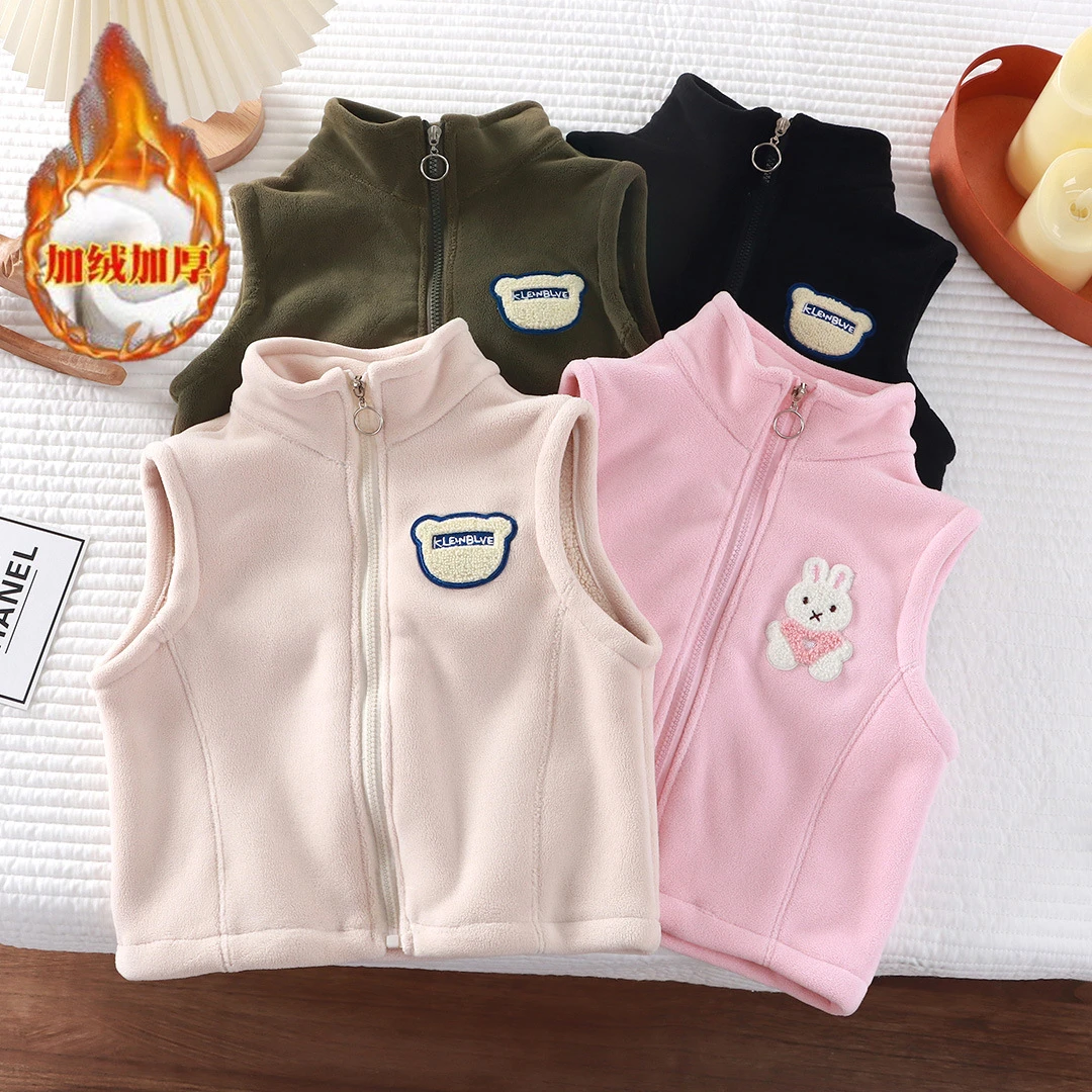 2025秋冬新款奥粒绒马甲宝宝加厚男女童保暖外穿加绒开衫外套背心