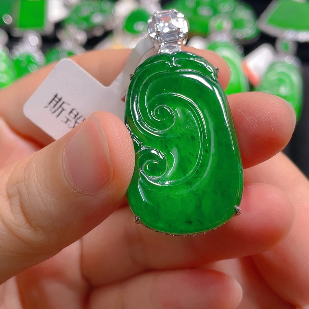 翡翠银S925镶嵌吊坠(不含链)