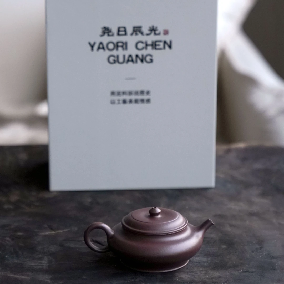 树见造物×尧日辰光丨《大彬虚扁》大水潭天青 140CC 全手工 茶壶