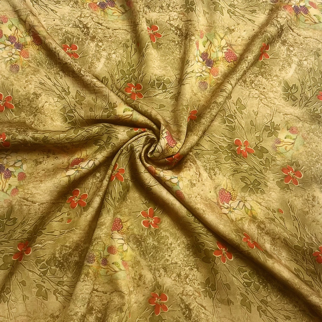 【云锦1店】25216-2号 树莓小红花棉绸 服装布料面料