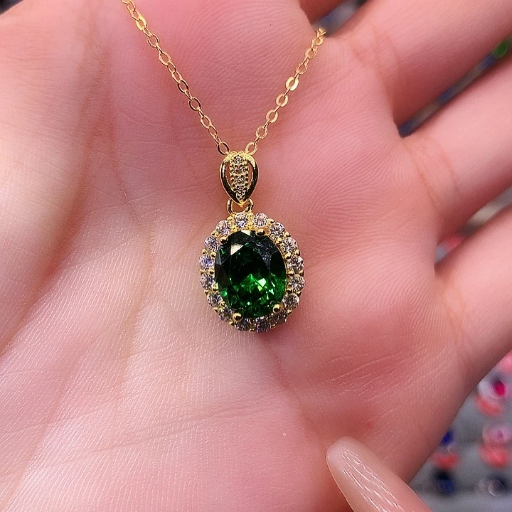 透辉石吊坠银S925镶嵌