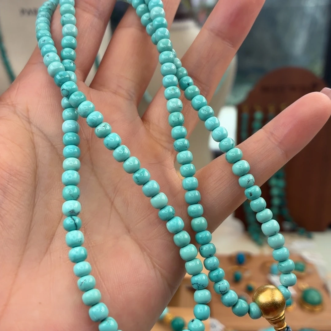 绿松石银S925镀金镶嵌颈饰