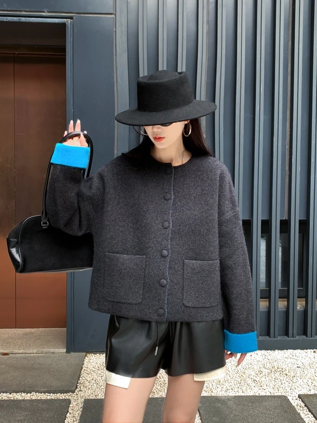 1108-02   女士时尚气质百搭浣熊外套针织衫   XJ  269