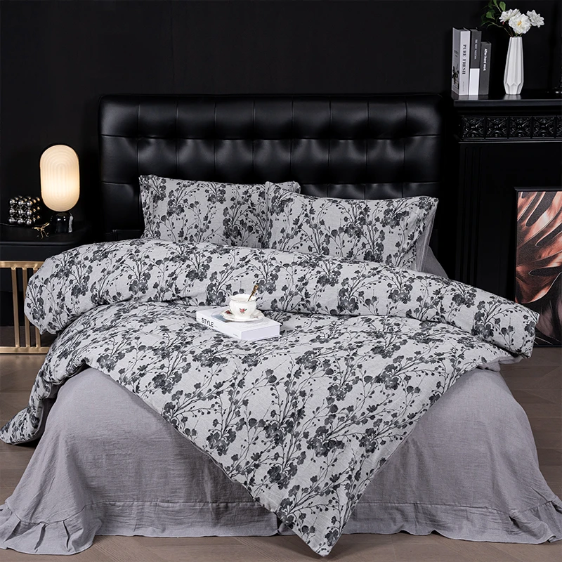 【冬被-墨枝花境-灰-200 】复古美学浮雕织花高端寝具