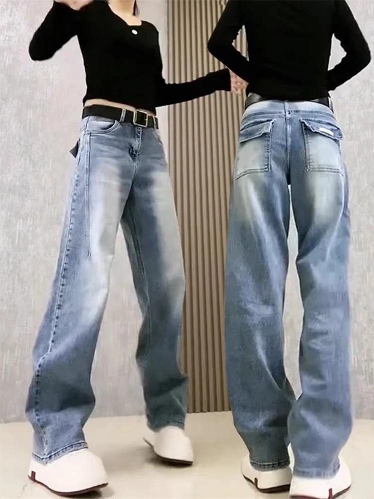 大码女装爆款2025年秋季新款梨形身材高腰显瘦窄版直筒阔腿牛仔裤