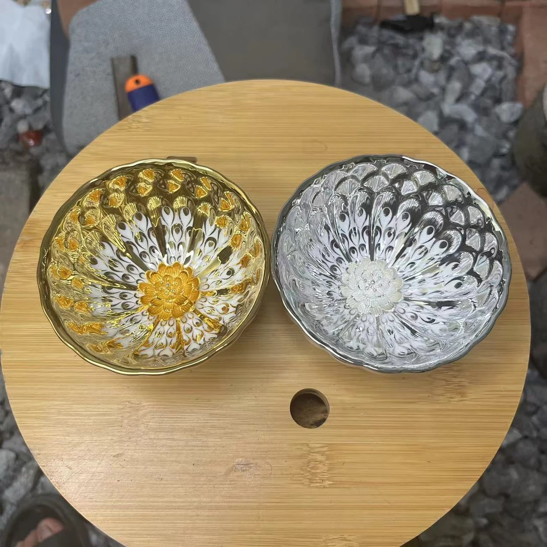 【闪购商品】金银莲花对杯 精美无暇 茶器 茶杯 主人杯 A（无礼盒）