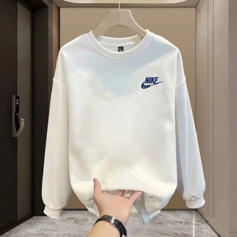 NK潮牌宽松无帽卫衣男士春秋季重磅纯色长袖内搭打底衫圆领上衣服