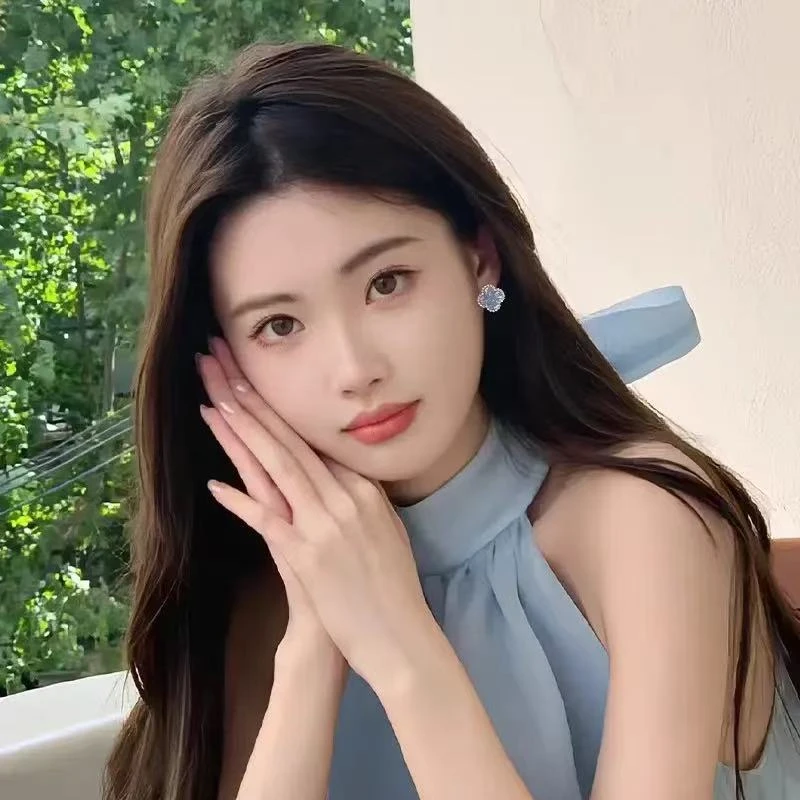 铜合金耳饰 休闲风女蓝色日韩小清新耳钉简约小巧可爱轻奢N2842