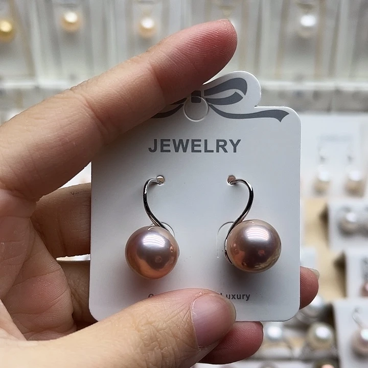 银S925镶嵌耳饰淡水珍珠12.3