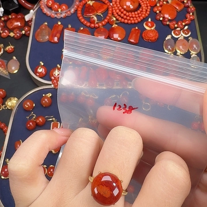 南红玛瑙银S925镶嵌戒指