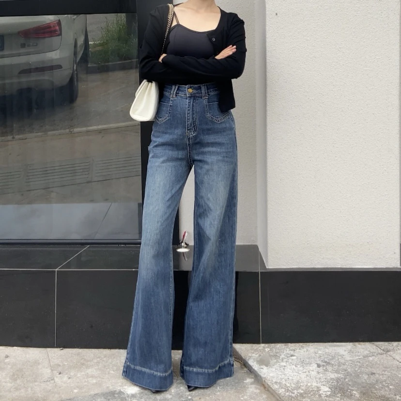 A字版喇叭裤女款爆款2025新款秋冬宽松时尚垂坠阔腿牛仔裤子