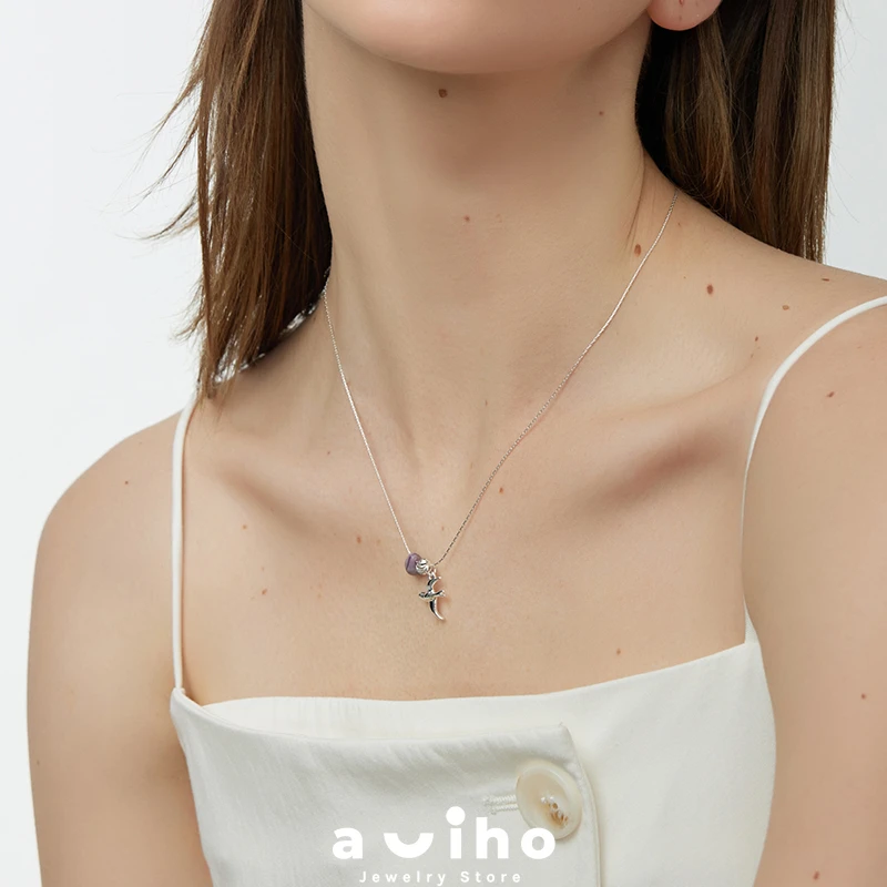 新中式小众设计天然石燕子项链ins风叠戴颈链锁骨链