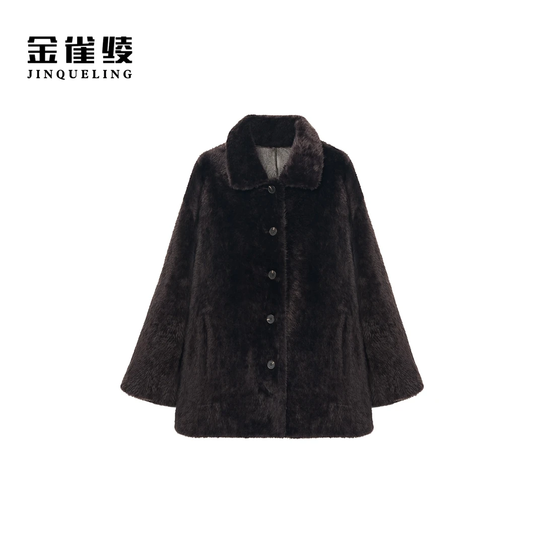 金雀绫【冬日布拉格】翻领拉贡轻奢百搭加宽加大外套SZAK4PNF155