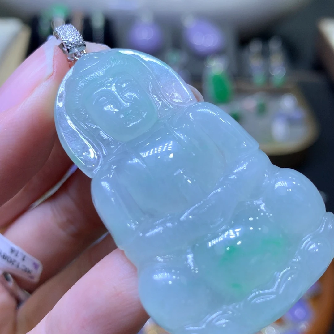 【闪购商品】翡翠颈饰18K金镶嵌翡翠吊坠项链