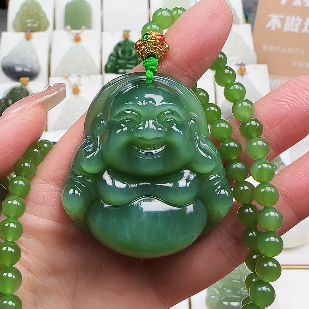 和田玉足金镶嵌颈饰48