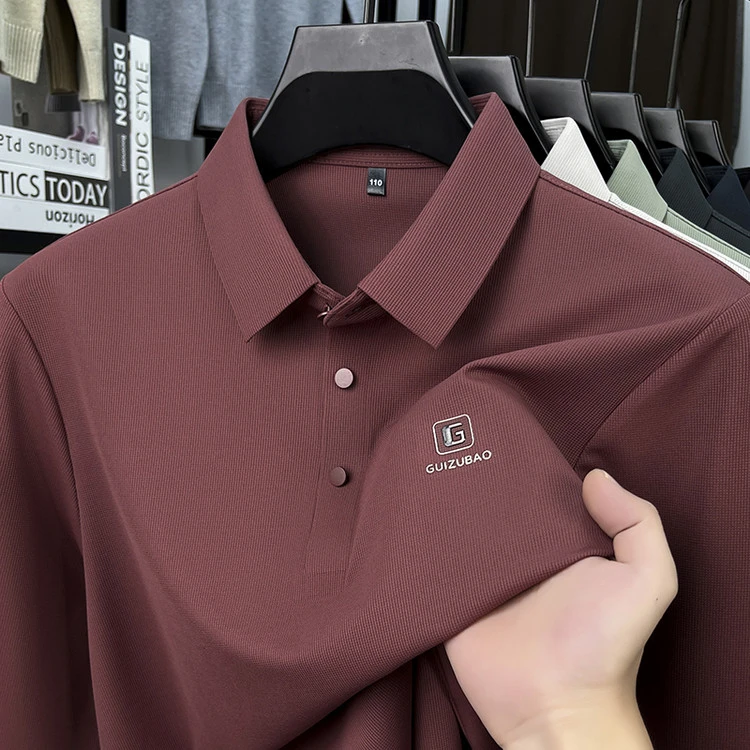 15-新款男士春秋商务休闲无痕高品质翻领polo