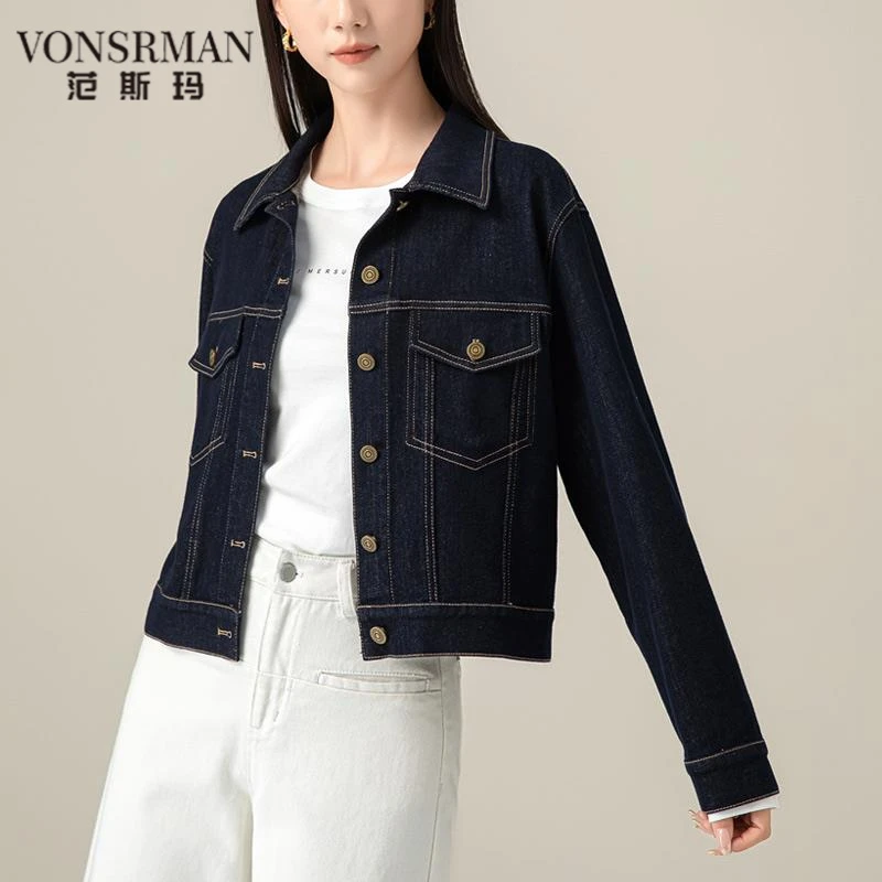设计感蓝色牛仔外套女春秋2025年新款复古大码宽松短款夹克ins潮