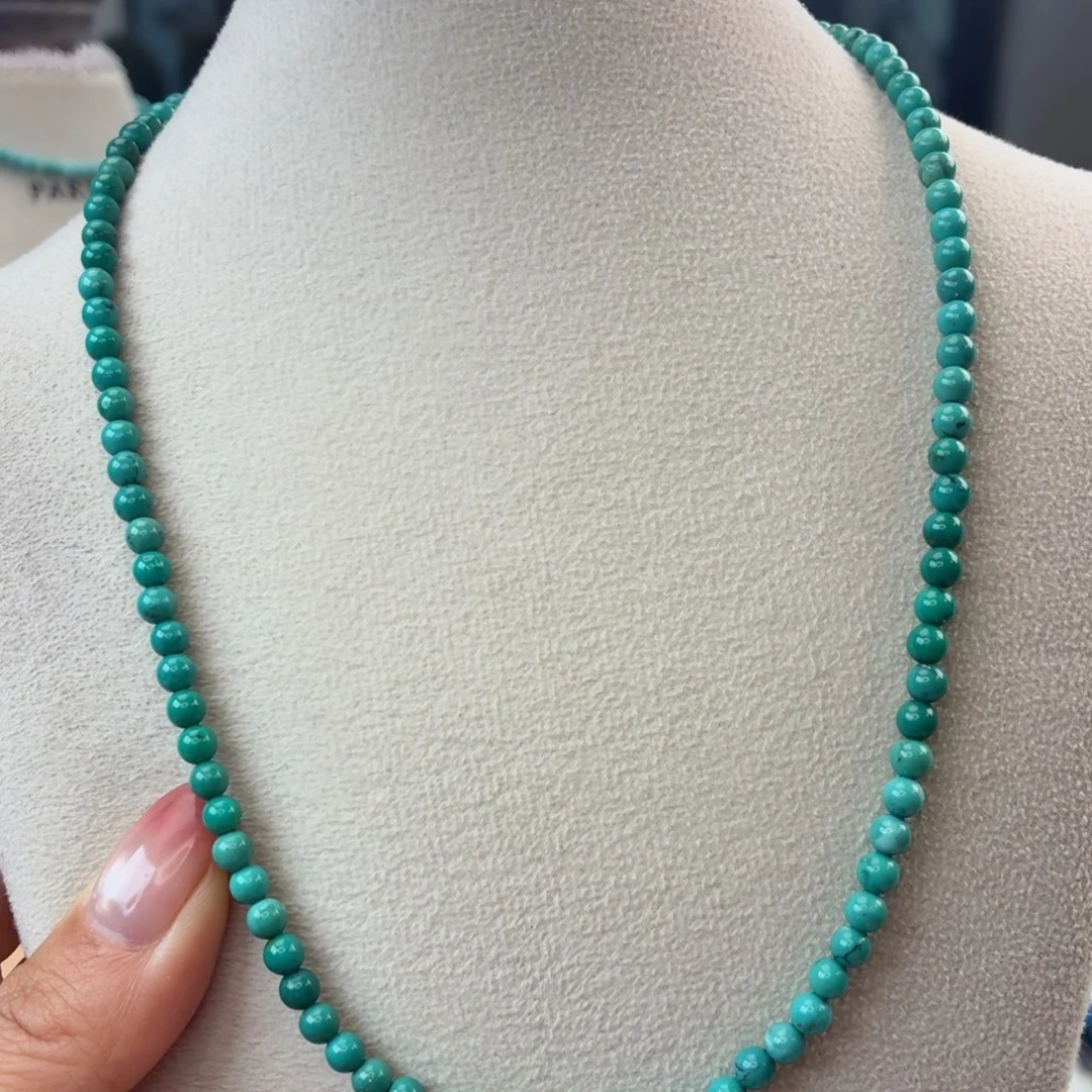 绿松石银S925镀金镶嵌颈饰