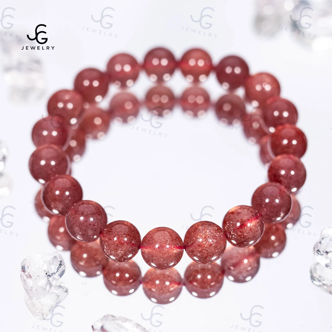 【草莓晶】天然草莓晶11mm+天然水晶手串手链高级感气质高品质