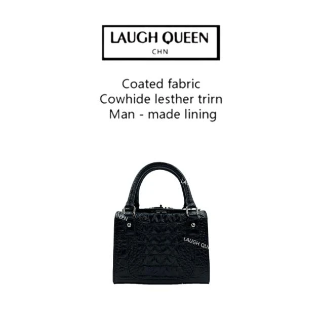 Laugh Queen手工打造真皮女士新款包10541 黑色 骨 手提