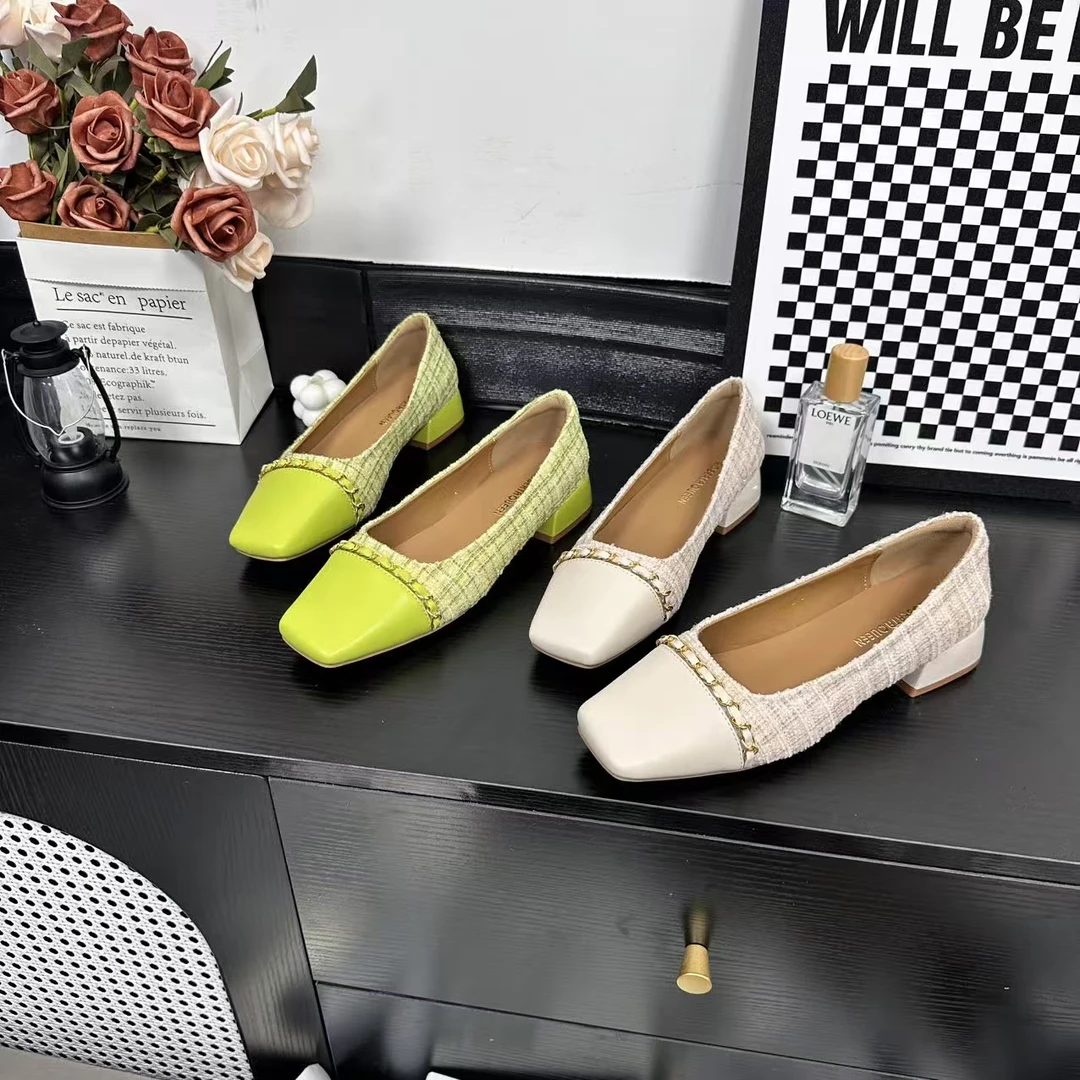 夏季新款时尚潮流休闲女鞋气质款单鞋低跟法式浅口舒适2595//LJ