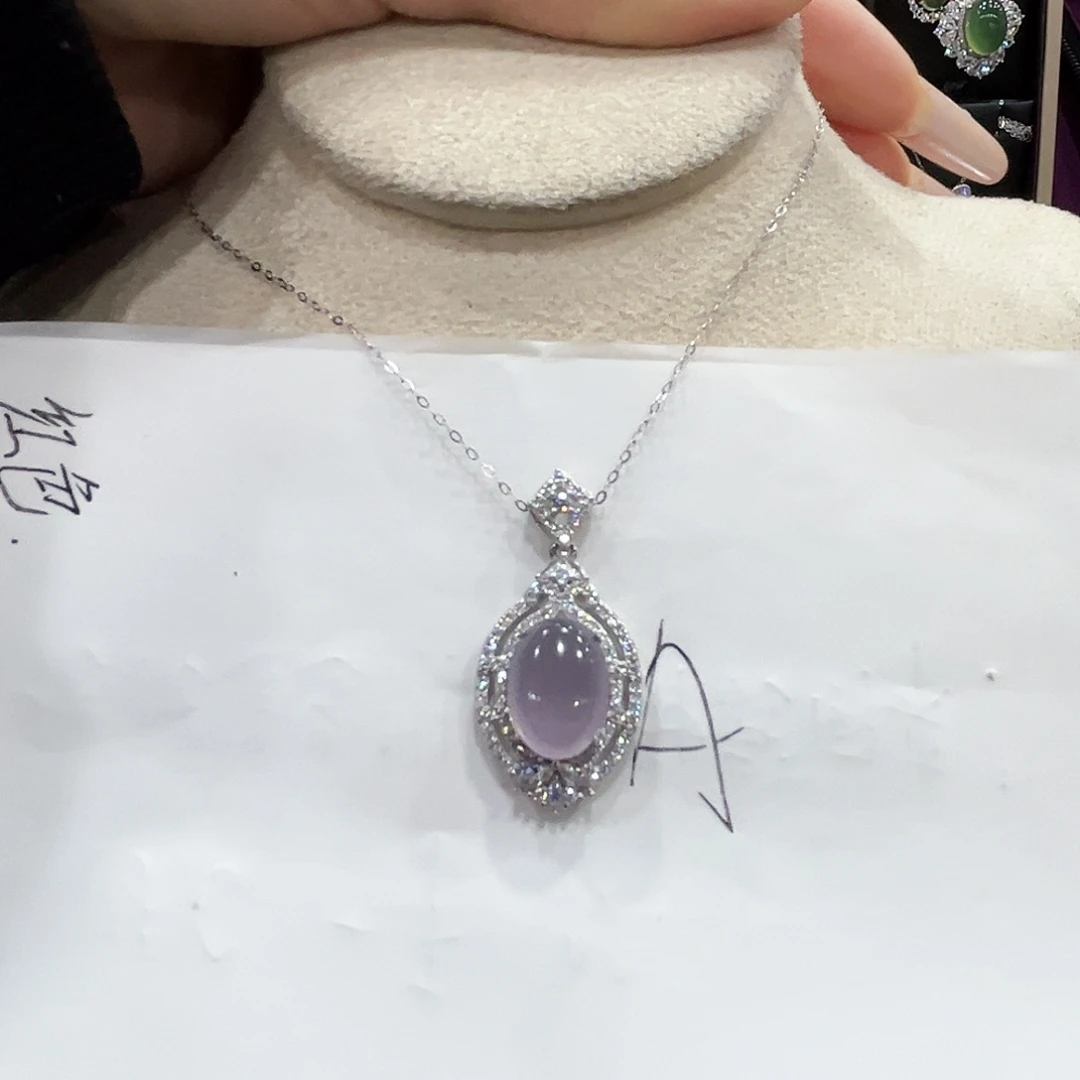 好***生蛇纹石玉银S925镶嵌颈饰