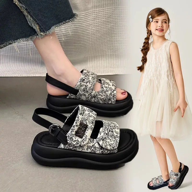 女童凉鞋2025夏季新款百搭中大童女孩运动儿童网红爆款软底沙滩鞋