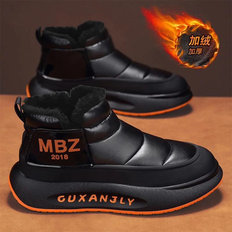 雪地靴男款冬季2025新款加绒东北大棉鞋加厚防水一脚蹬高帮面包鞋