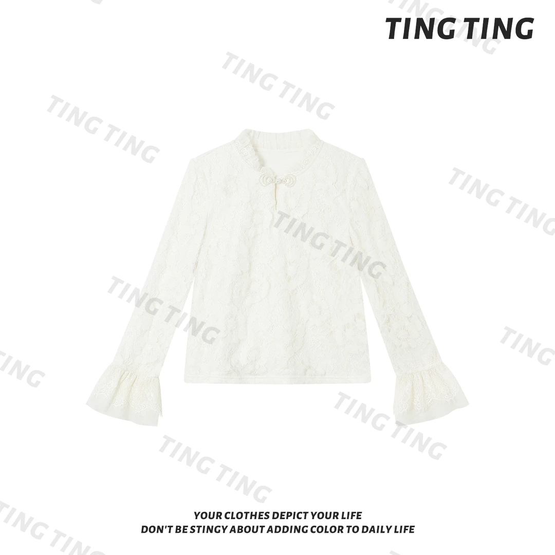 【婷婷】《玉蝴蝶》优雅奶油仙气刺绣衬衣 TT2SQTY2282