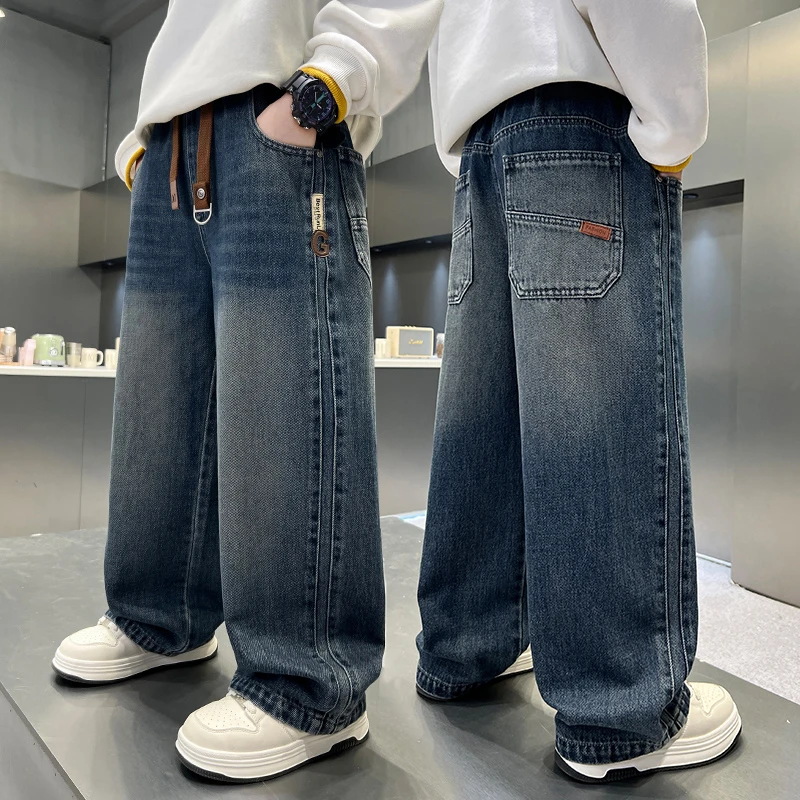 男童牛仔裤春秋款2025秋季新款中大童直筒裤宽松版儿童外穿长裤潮