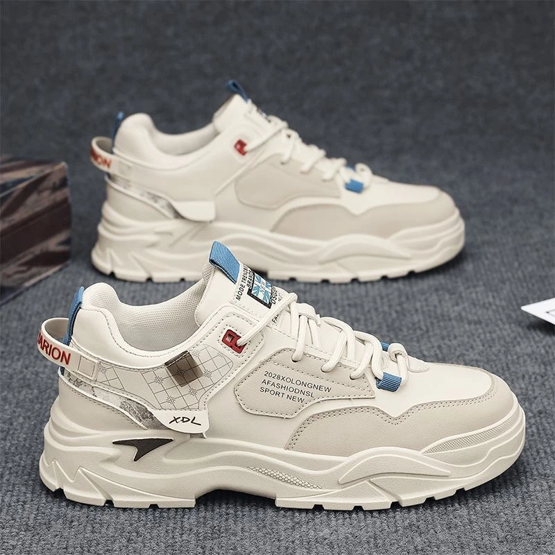 秋季新款透气小白鞋子男潮流百搭厚底防滑运动鞋休闲板鞋老爹潮鞋