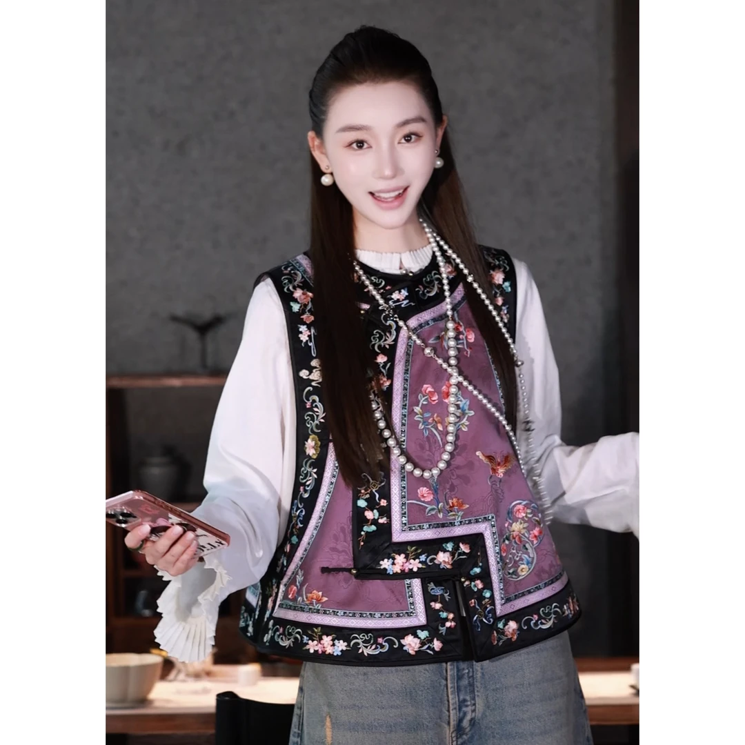 3-【传承/锦上添花】宝儿家含幂BJ101725307XQ国风琵琶襟刺绣马甲