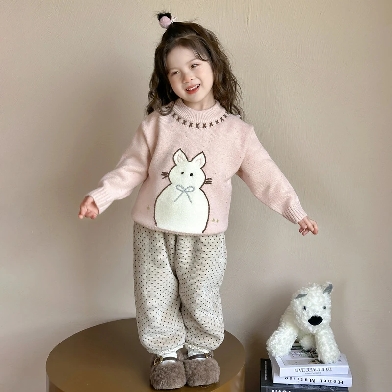 女童毛衣洋气儿童时髦卡通线衫小女孩宝宝秋装毛线衫2025新款衣服