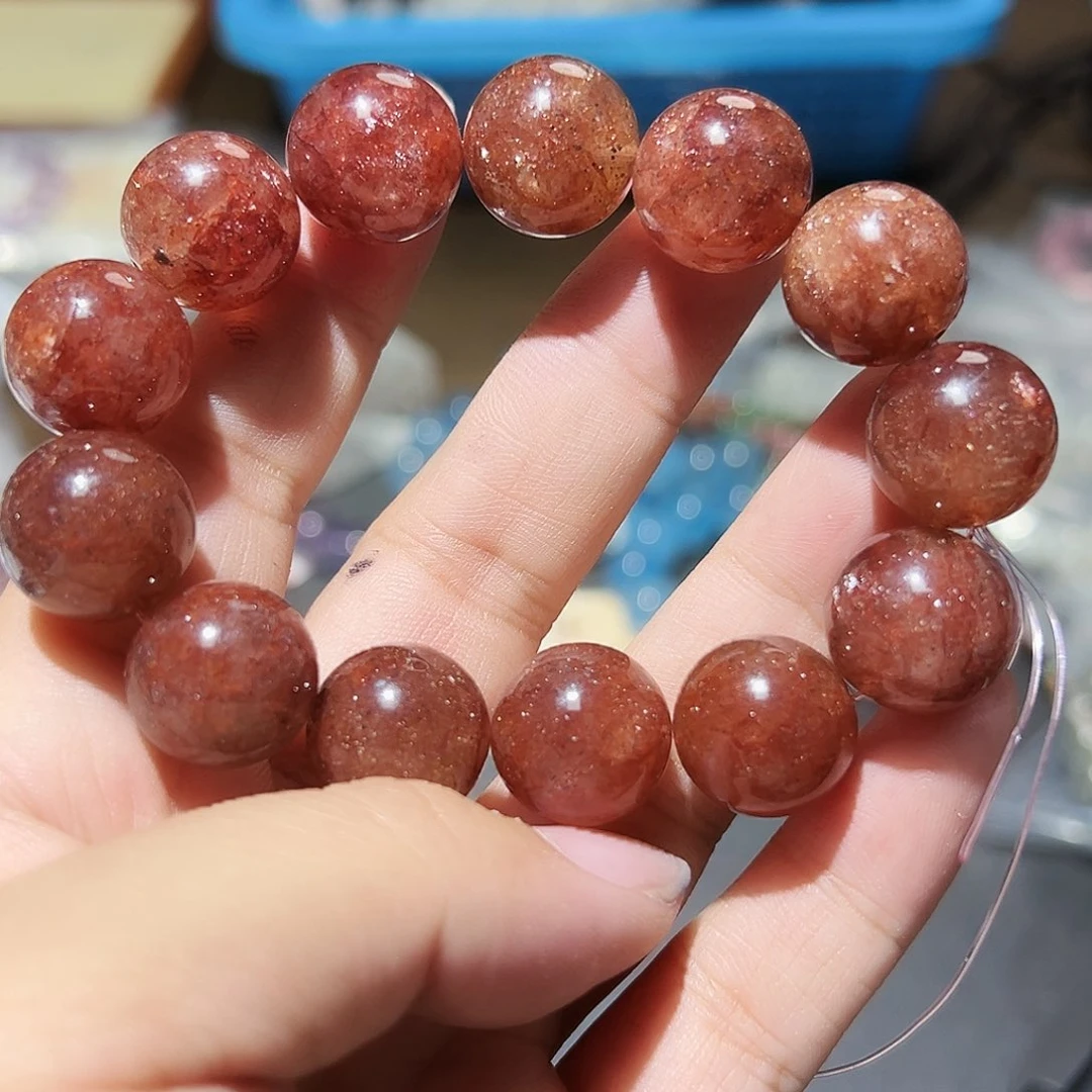 水晶手链未镶嵌15毫米红玫瑰极光23手链90号