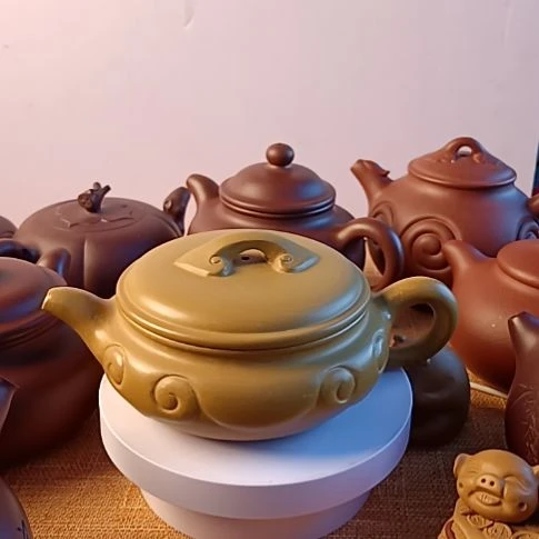 紫砂茶壶精工半手黄金段泥料，仿古如意壶