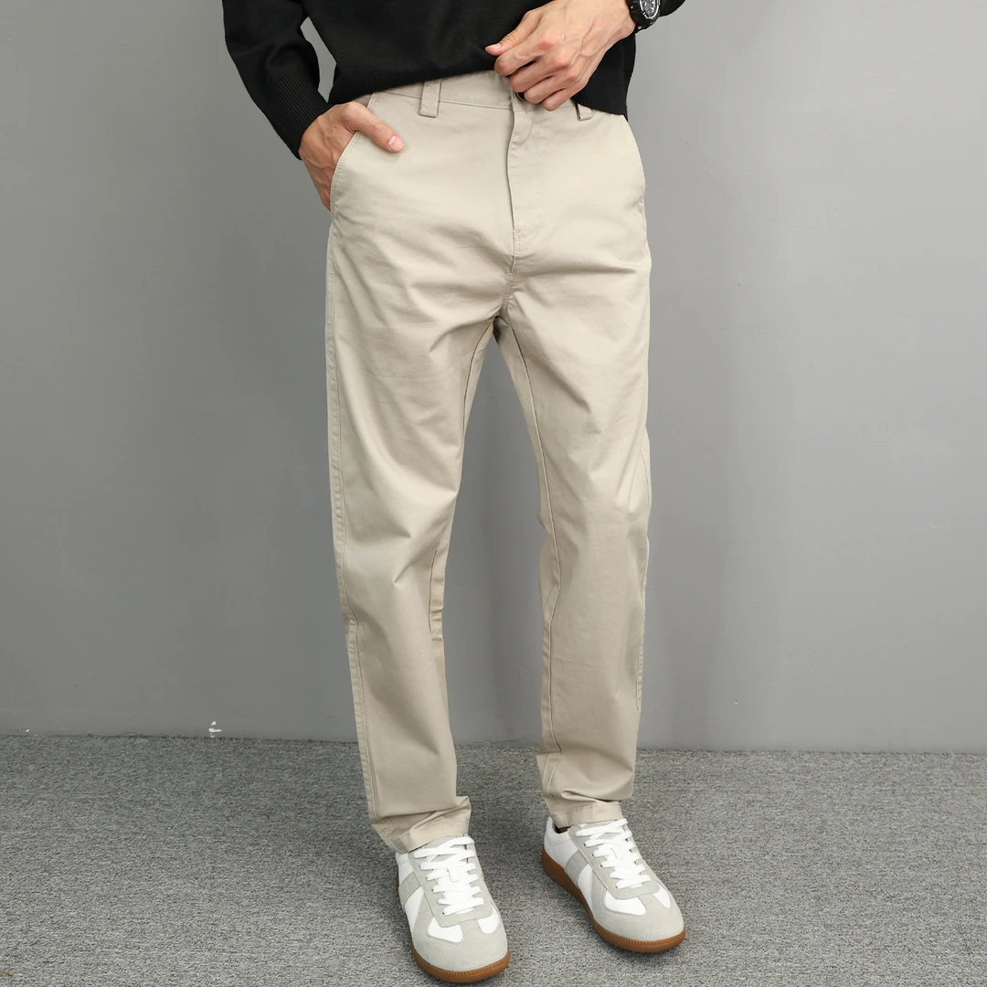 小直筒休闲裤卡其色潮流百搭裤子2025秋季新品韩版时尚工装长裤男