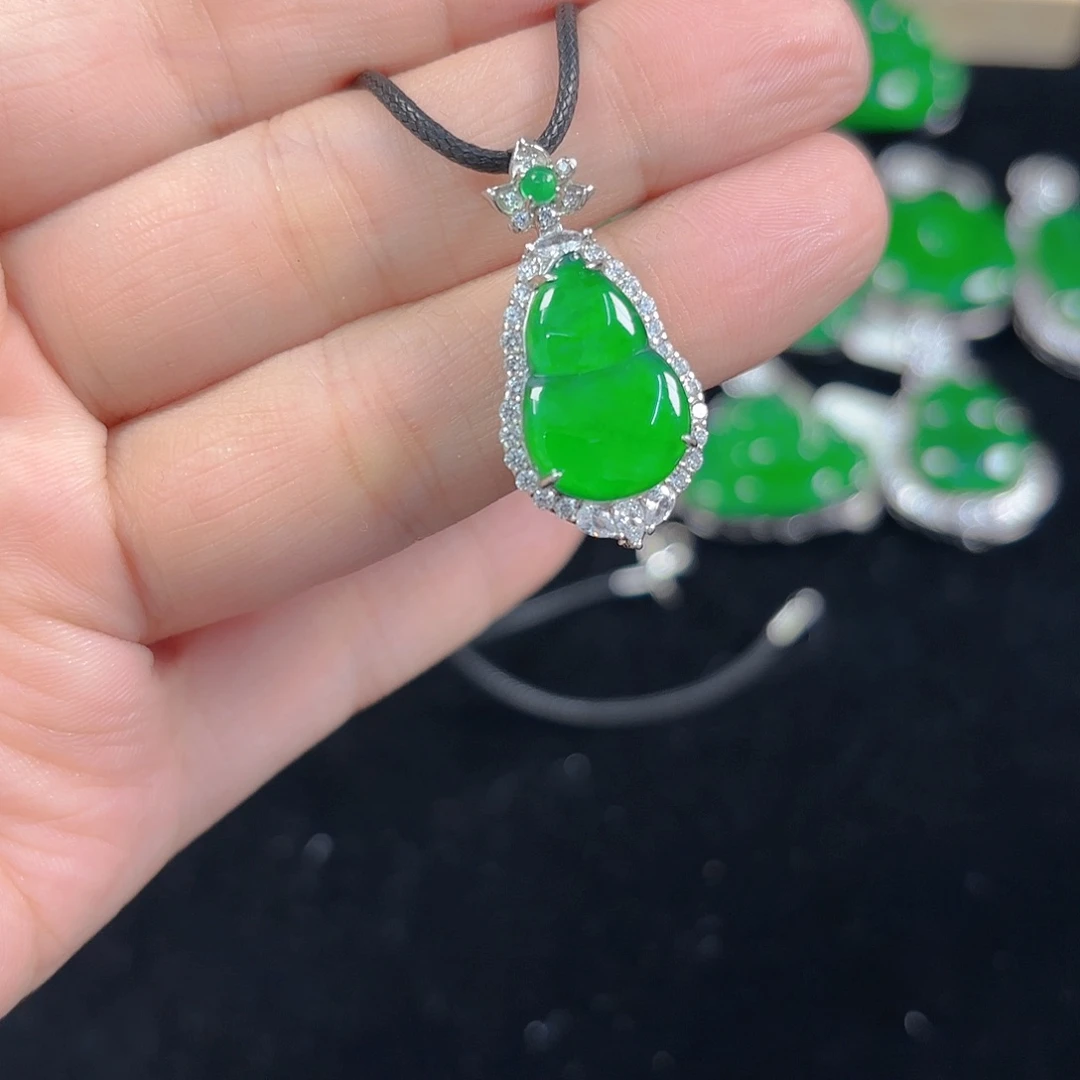 翡翠银S925镶嵌吊坠(不含链)