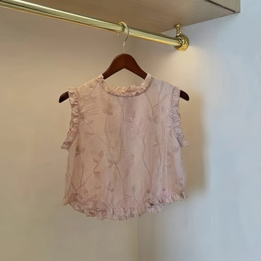 2025通勤新款设计感立体钩花木耳边气质小衫洋气百搭时尚上衣女潮