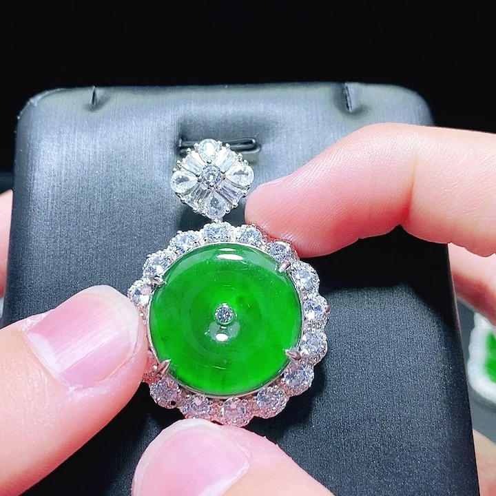 翡翠吊坠(不含链)银S925镶嵌