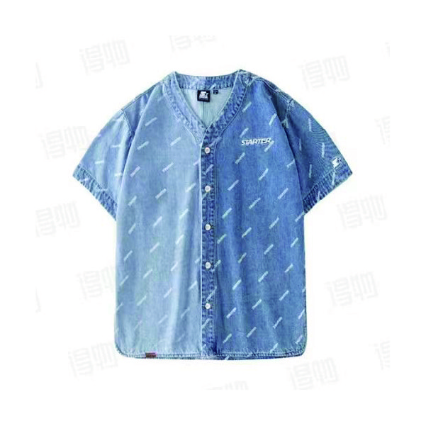 STARTER 美式潮流宽松休闲短袖牛仔外套 男女同款 牛仔蓝