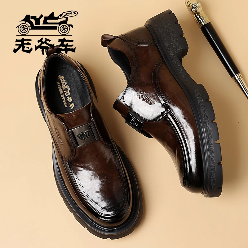 【意大利老爷车】英伦风男式秋冬手工皮鞋商务正装鞋低帮男鞋德比鞋