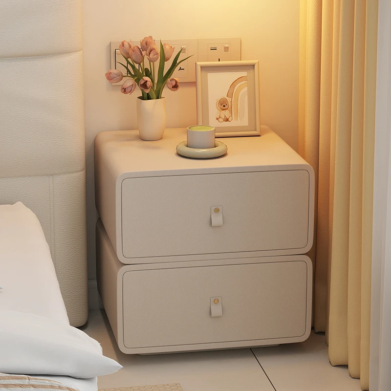 家用实木床头柜简约现代卧室床边柜奶油风小型收纳柜子轻奢高级感
