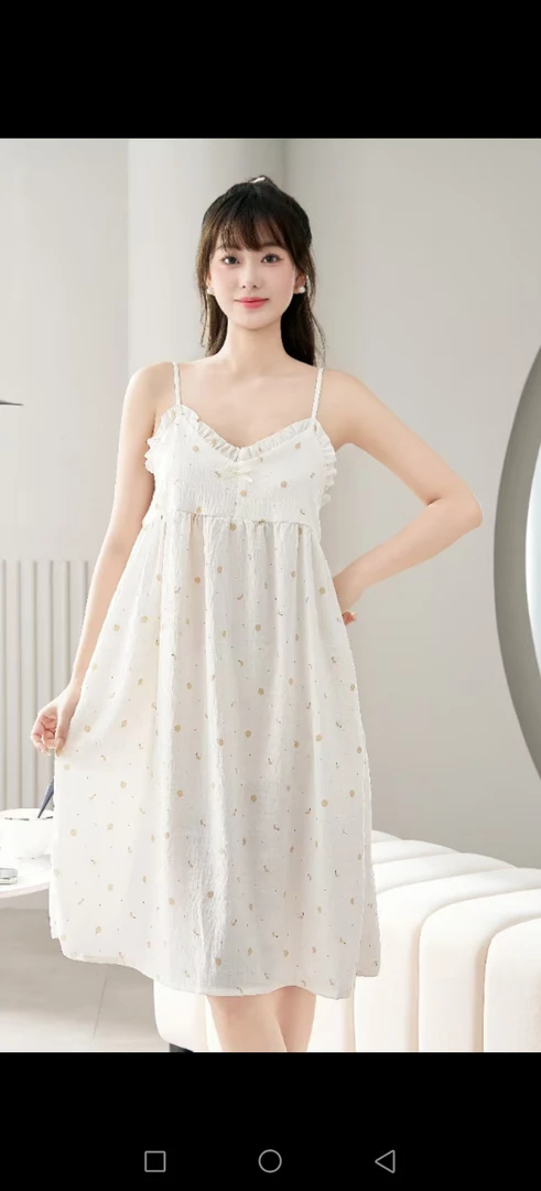 女士春夏新款吊带睡裙带胸垫肩带可调节性感舒适