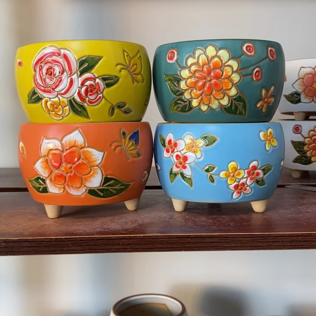 红陶韩式多肉植物花盆